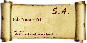 Sándor Ali névjegykártya